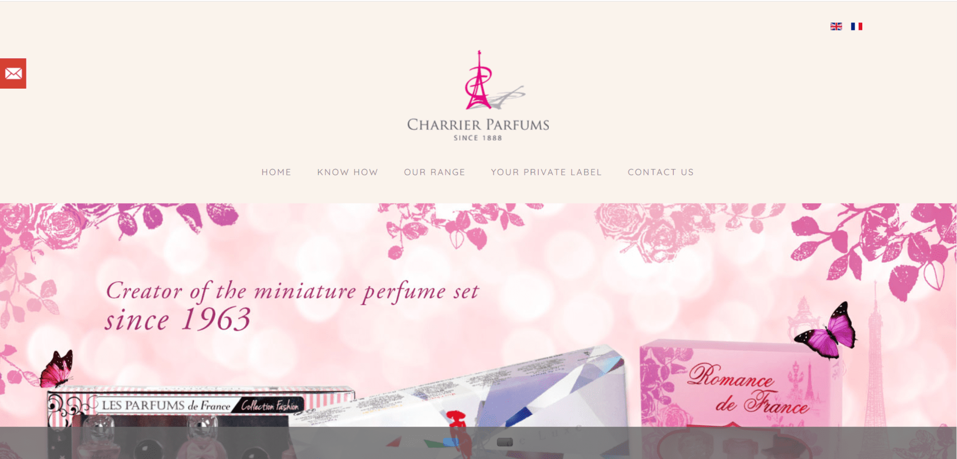 la page d'accueil du site de Charrier parfums